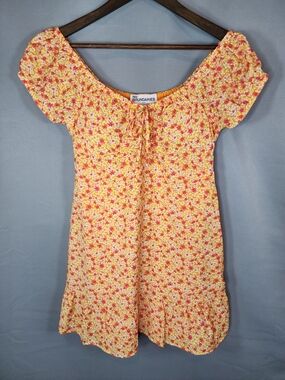 No Boundaries Yellow and Coral Floral Summer Top